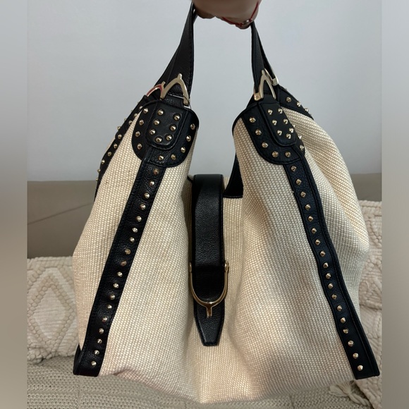 GUCCI Straw Large Soft Stirrup Shoulder Bag White, new without tags - Picture 15 of 15